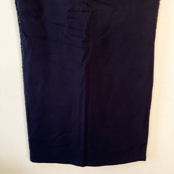 Tory Burch Navy Blue Tinsel Effect Panel Short Sleeve Shift Dress - Picture 7 of 9
